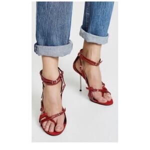 Alexander Wang Kiely Leather Cowhide Snake Embossed Heels.